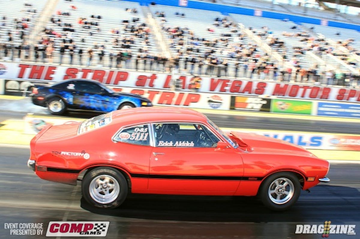 Traction was an issue for several racers in Outlaw 8.5 this morning. Number one qualifier Eric Aldrich took out Frank Yee with his Maverick going on to face Derrol Hubbard n round two.