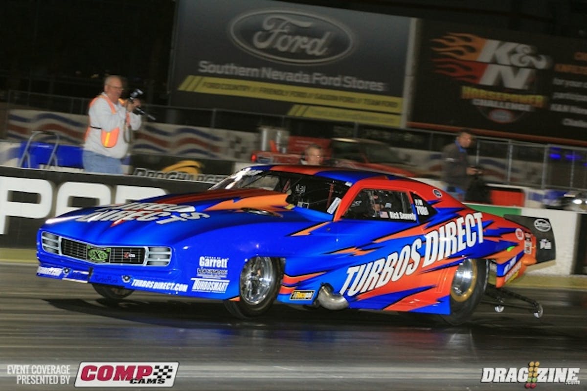 Rick Snavely put up a personal best ET 5.90 at 254 for the Turbosdirect team.