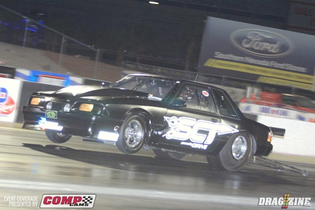 Mike Murillo faced Tony Cafaro's 65 Corvette in round three of Outlaw 10.5 putting up a 7.20 at 186 taking the win. Sadly Cafaro got lose and out of the grove to the left and brushing the wall twice. He did do a fine job of keeping the car out of Murillo's lane in what could have been a much worse incident.Tony is Ok and the car suffered mostly cosmetic damage.