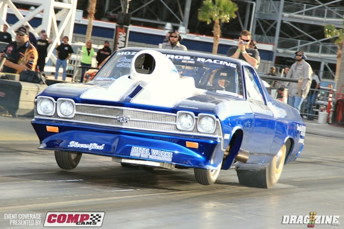 Roy Monznik wheeled the Monznik Brothers Racing 1968 El Camino to a  7.18 at 199 laning seventh in the Magnafuel Outlaw 10.5 field. This is another team based out of Canada, hailing from Langley, BC. The car is a memorial build for his brother Dale and Roy has his son as well as his nephew here in Vegas.