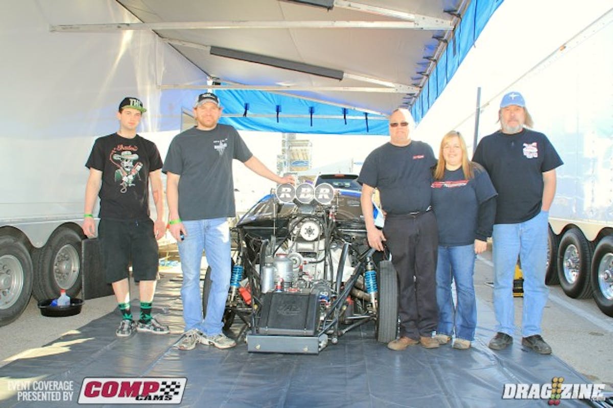 Dickenson, North Dakota's Rare Breed Racing Rick Schmidt is here running on ten fives for the first time this weekend. His best run this weekend is a 6.80 on the tire, normally running 6.40's on the big tire in Pro Outlaw winning the track championship at Brainerd, Minnesota this year.