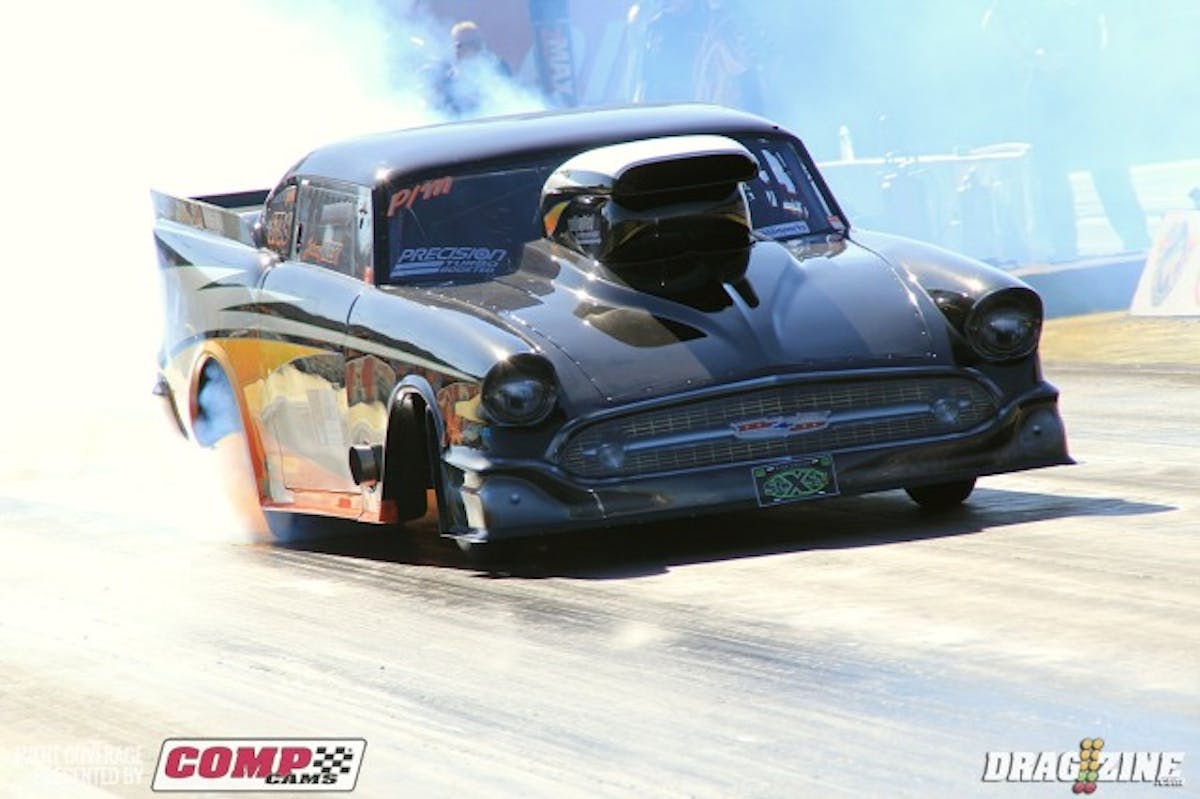 Canada is heavily represented here at the SCSN X. This beautiful 57 Chevy is based out of Port Alberni, BC and driven by Johnny West. He runs a Reher Morrison 622 but was off pace in this round with a 7.41 at 180.