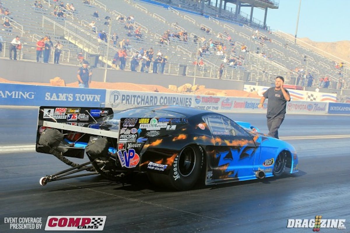 Kevin Fiscus and the Fiscus/Klugger Racing team have both cars here this weekend with Fiscus sitting tenth after two rounds in Pro Mod with a 6.13 at 194 shutting down a little early. He set the Orlando Speedworld Dragway track record back in October  and is a 5.80's capable car.