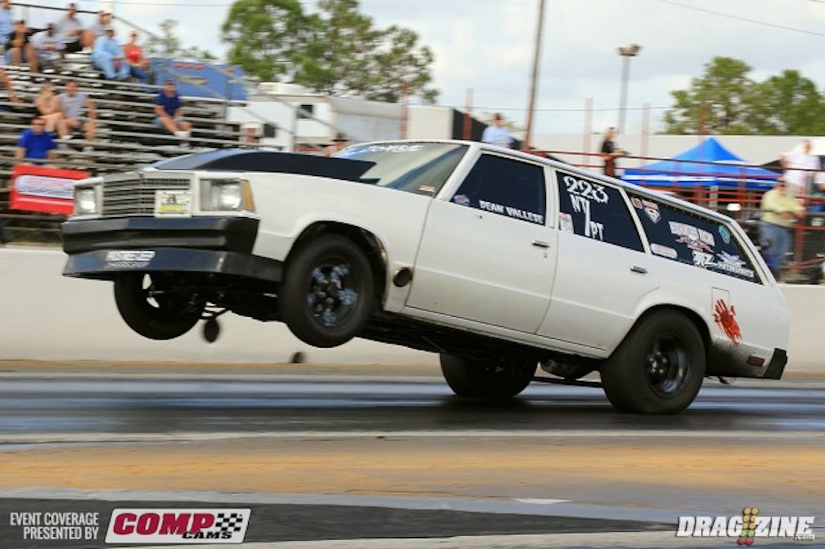 Dean Vallese is on the bump after one session with a 5.13 at 139. He had to pedal the car on this run. The photo shows him on the way back down.