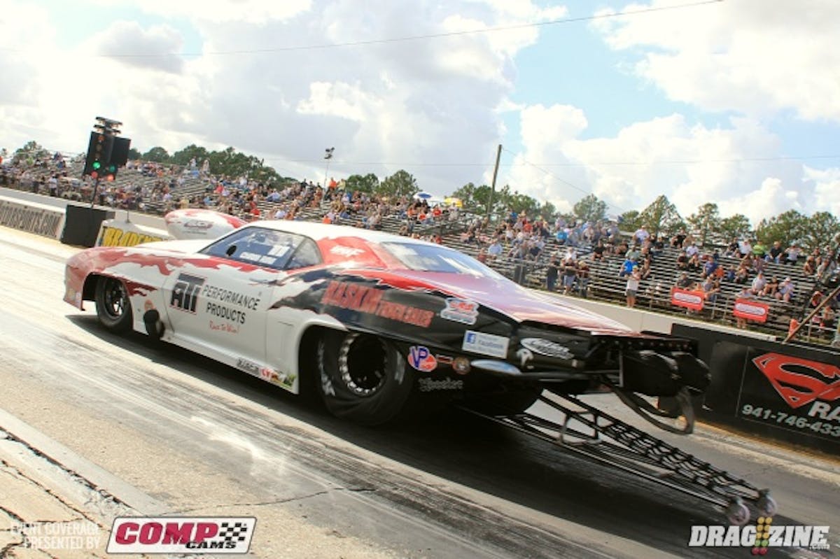 Chris Rini earned second spot with a 3.85 at 194. He runs an 888 cubic inch bullet from Buck Racing Engines.