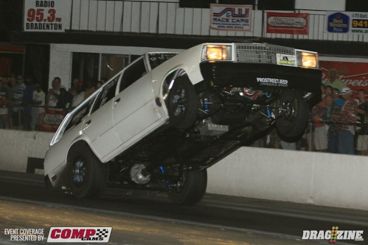 Dean Vallese had trouble keeping the front end of the Zombie wagon on the ground today and was unable to make the sixteen car field.