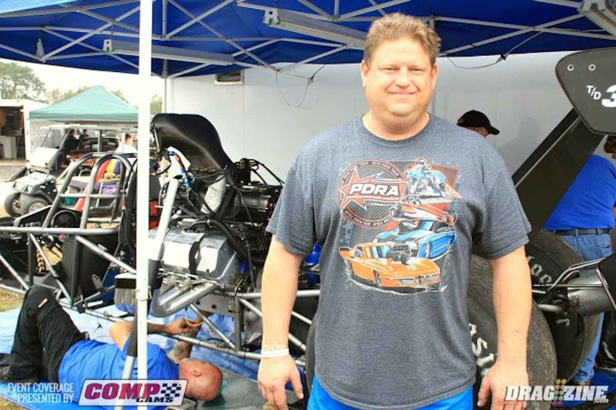 Phil Esz is the top qualifier in Open Outlaw this weekend. Phil ran the Top Dragster in the PDRA series this year and his Ultrasonic LLC sponsored the Ultra Four Shootout at the PDRA this year. He holds the PDRA record at 3.67 and has been a .68 and .69 so far. The combo is a BAE 500 inch topped with a Hammer supercharger based on a Fowler F11 case backed by a Snyder Motorsports Lenco drive trans with an NCRC converter. Phil is partnered in the car with Ron Bales. Other sponsors include R&R connecting rods, Arias Pistons and Fowler Engines.