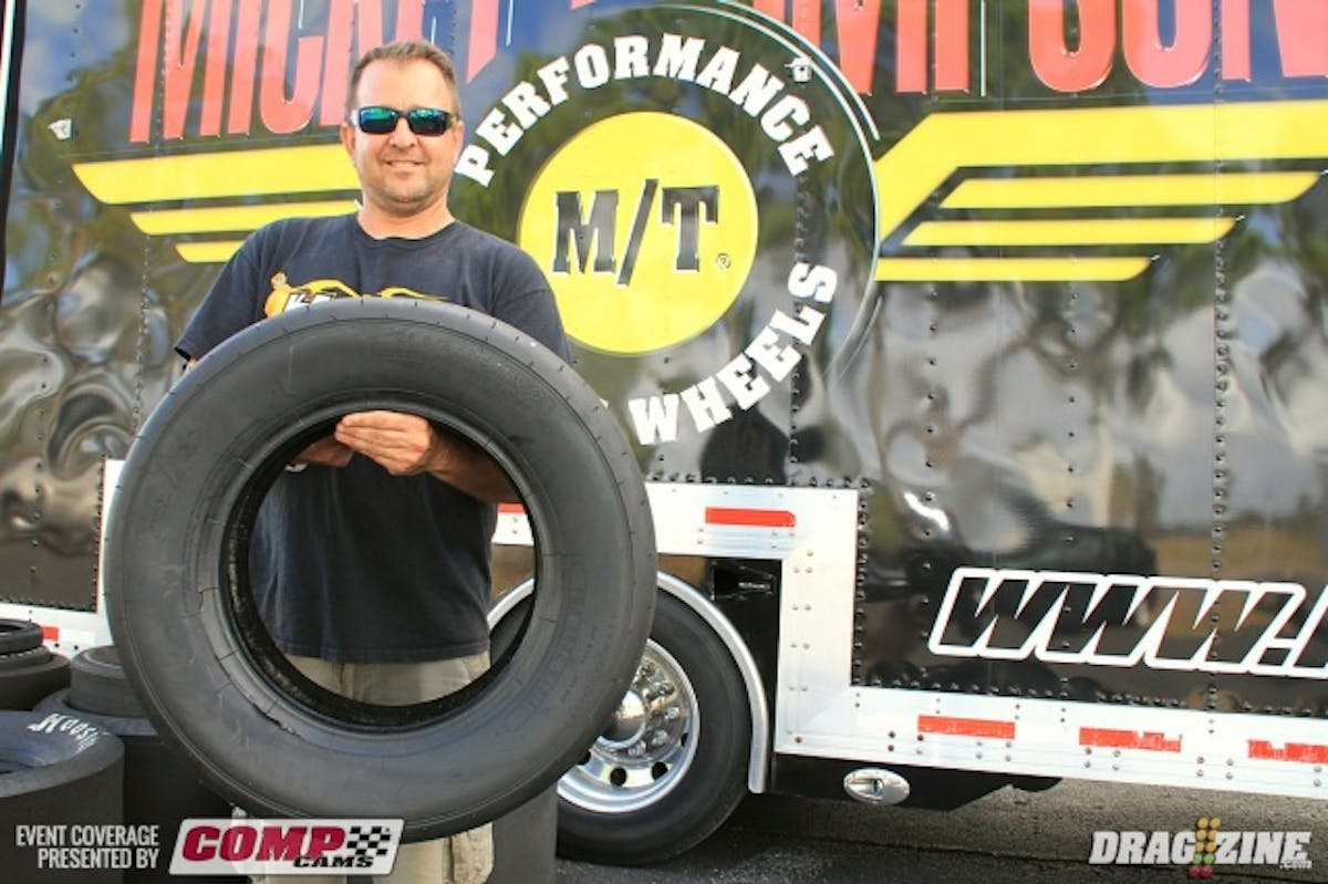 Ultra Street racer Bill Gregan was here testing a new 26x8.5 radial tire just introduced at the SEMA Trade Show. He scored a personal best 5.16 on it but will be running the allowed MT 275 radial in competition this weekend.