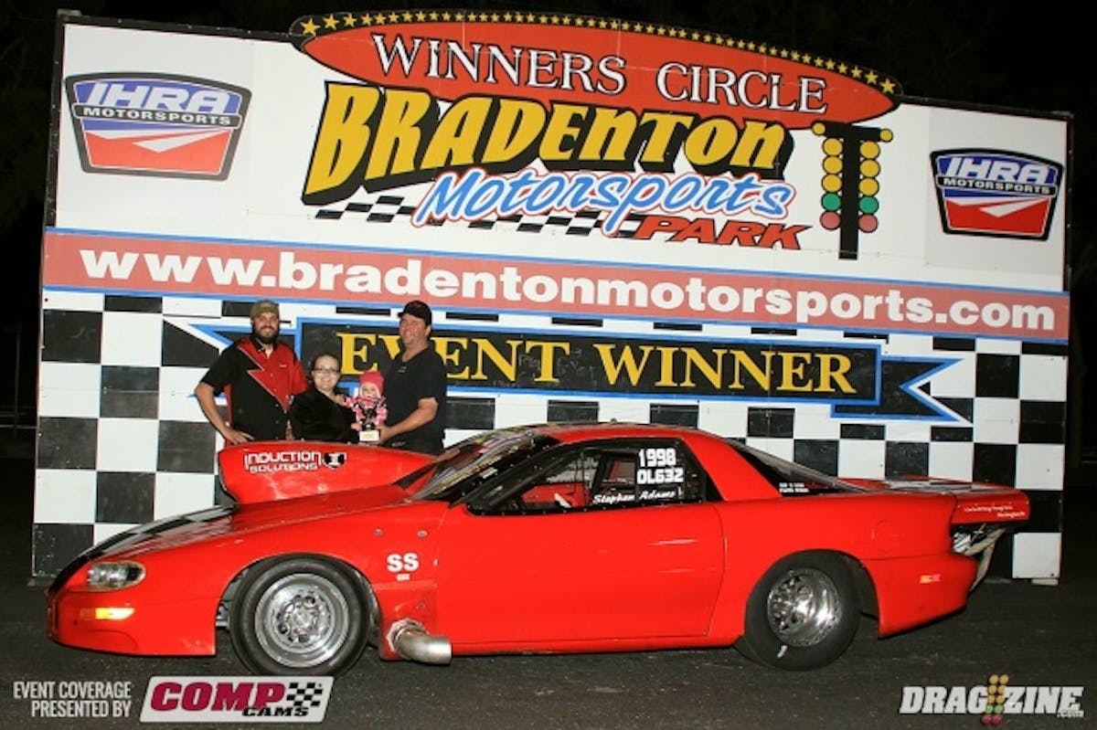 Stephen Adams was the Outlaw 632 Second Chance runner up, here for the first time in Bradenton.  Stephen ran the Heads Up Madness series at Sunshine Dragstrip in OL 632 on several occasions prior to the series moving to Bradenton with a Vega. He struggled some figuring out the track this weekend improving to 4.64 at 152 in the final against Tom Lee. The 632 Chevy was built at Stephen's Adams Automotive and featured two Induction Solutions nitrous systems.