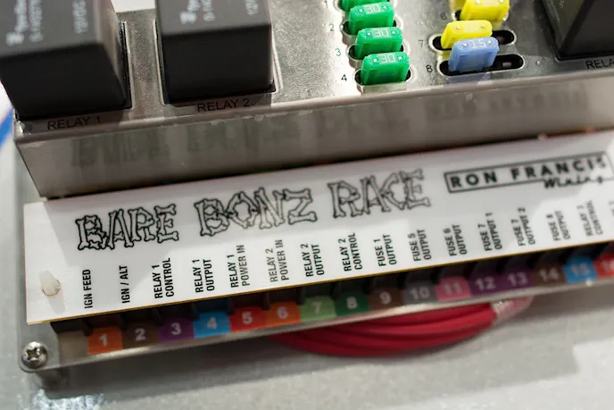 The Bare Bonz does away with many of the features of more road-going wiring panels, namely removing the connections for all of the lights that a street car would need, to create a more streamlined system for race cars.