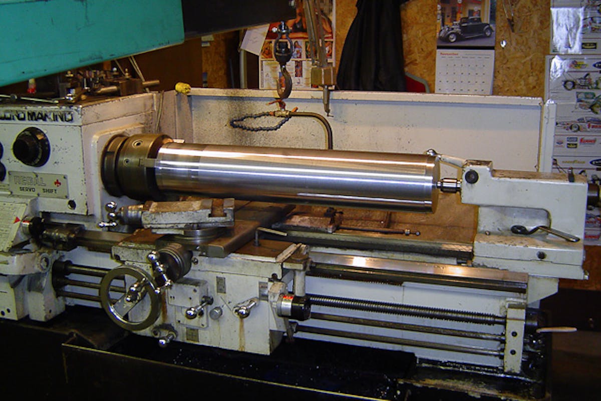 The billet crankshaft starts off as this monster piece of round stock before Bohn machines it to is final dimensions, as seen below.