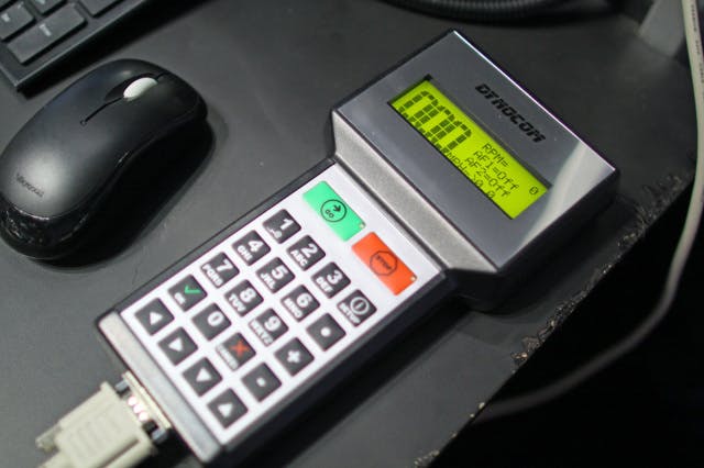 The handheld controller makes dynamometer operation a one-person job.