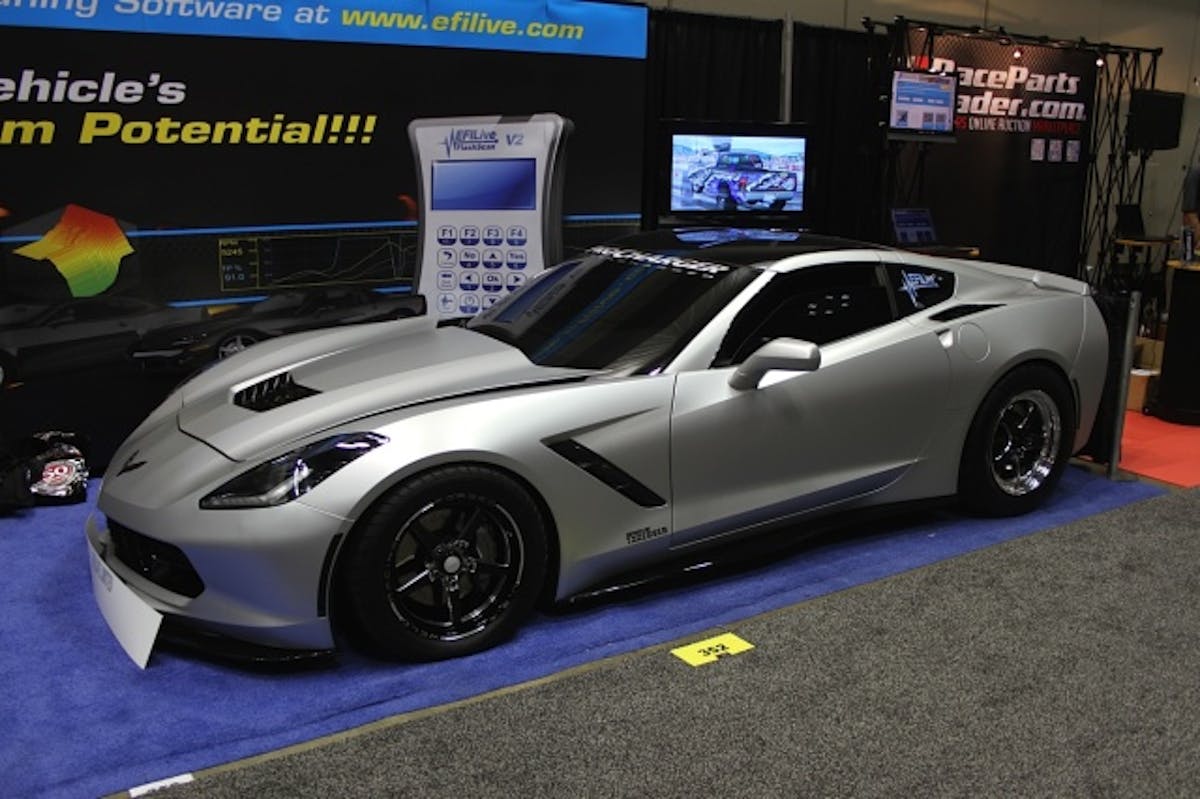 Vengeance Racing had their tweaked C7 Corvette on display in the EFILive booth. Gotta love big & littles on a Stingray!