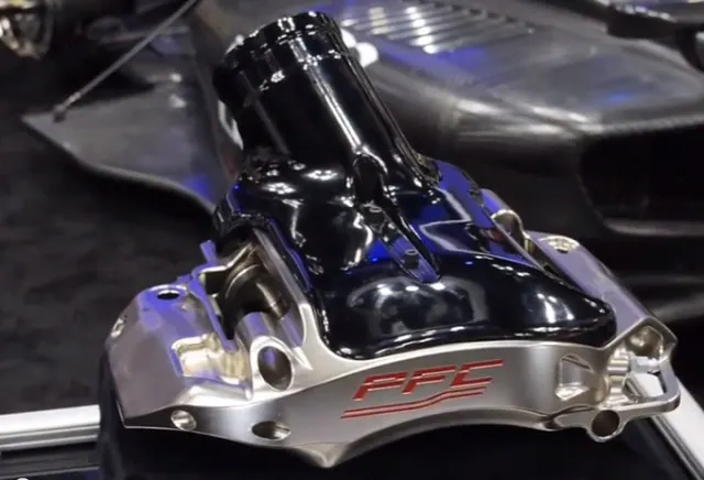 No, it's not a brake caliper off a 747. It's PFC's NASCAR brake, with their patented "zero drag" technology.