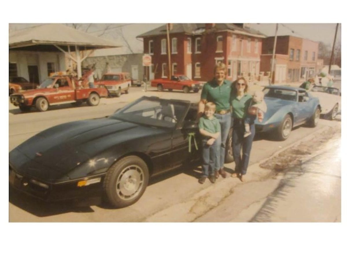 Montileone, his wife Phyllis and their two sons Joe and Anthony, with the first convertible manufactured at the Bowling Green Plant. It was a validation vehicle and the first public viewing. Montileone drove it in the St. Patrick’s Day parade, representing GM and his Corvette Club, Corvettes Limited.