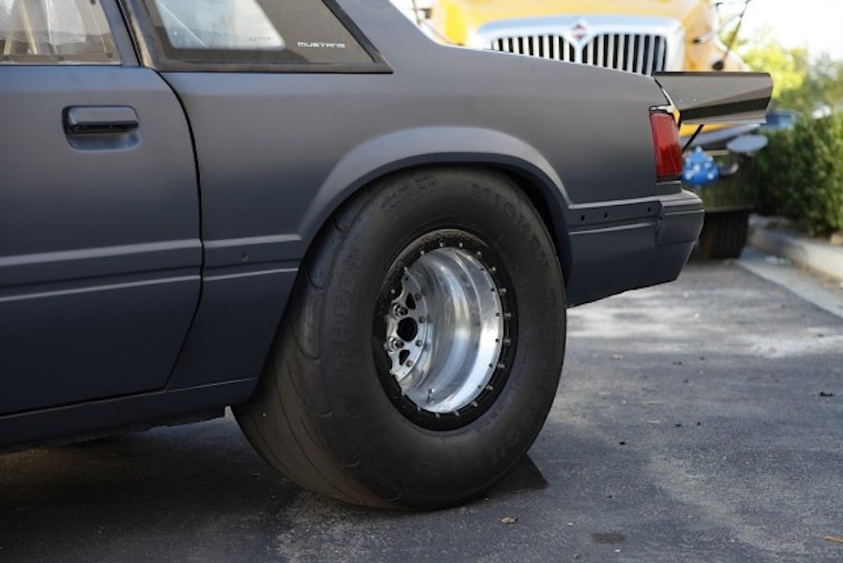 Yes, it's currently wearing a set of 315 drag radials, but that'll soon change as we downsize to 8.5-inch slicks and 275 radials.