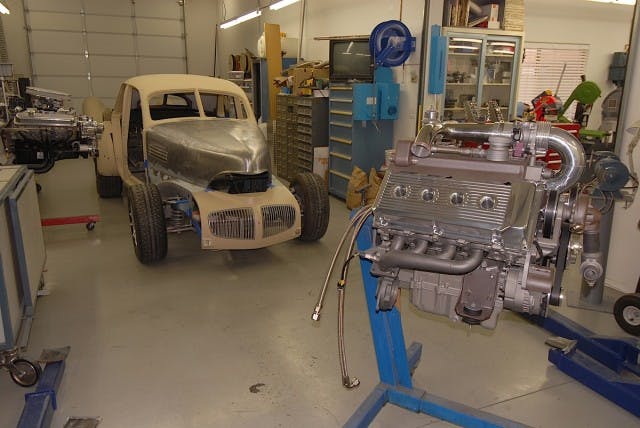 The Hollywood sits behind its new powerplant, a Cadillac Northstar V8.