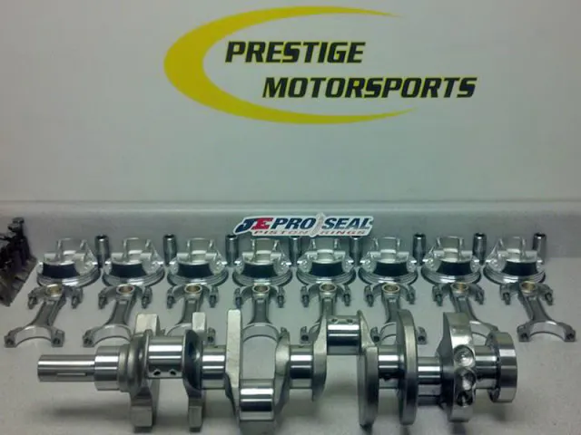 Rotating assembly parts were selected for longevity, cost, and ease of use. The SRP pistons use a 1.2mm/1.5mm/3.0mm ring package and compact skirt design for low drag.