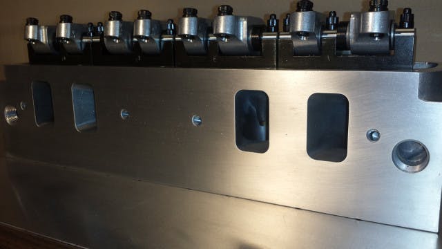 The super-thick deck is not an illusion - Wise says these are 1.125-inch thick. The Edelbrock 455 Olds manifold bolts right on.