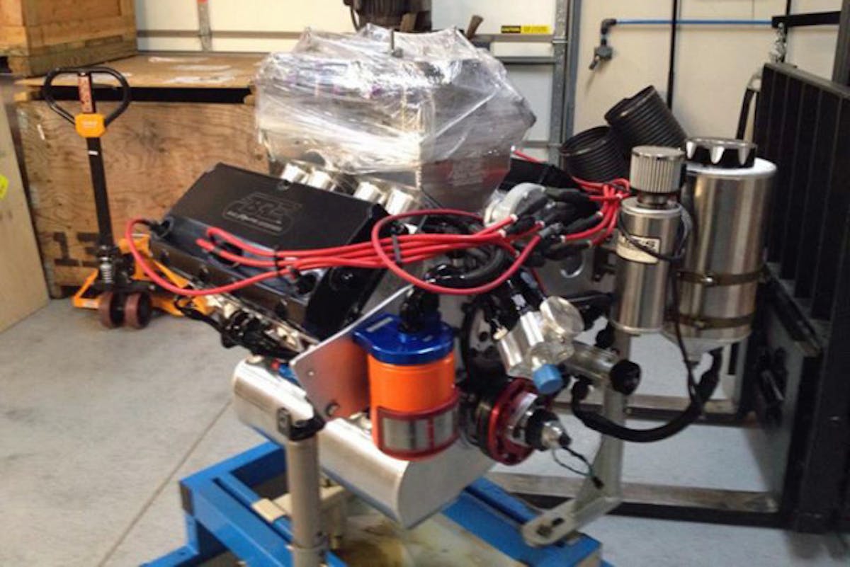 Lee Bektash's Pro Stock small-block Mopar fresh off the dyno prior to shopping.
