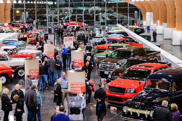 The Ford F-Series display inside the LeMay Museum. 