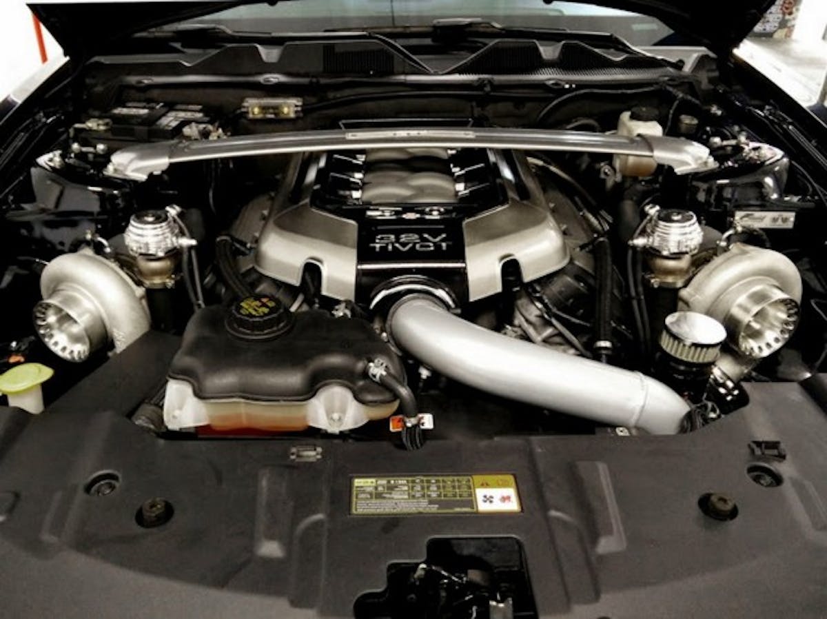 Here's an example of a Fluid Turbo Concepts twin-turbocharged combination. Single and twin-turbochargers are legal for Turbo Coyote.