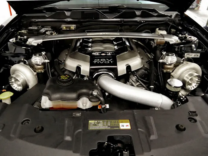 Here's an example of a Fluid Turbo Concepts twin-turbocharged combination. Single and twin-turbochargers are legal for Turbo Coyote.