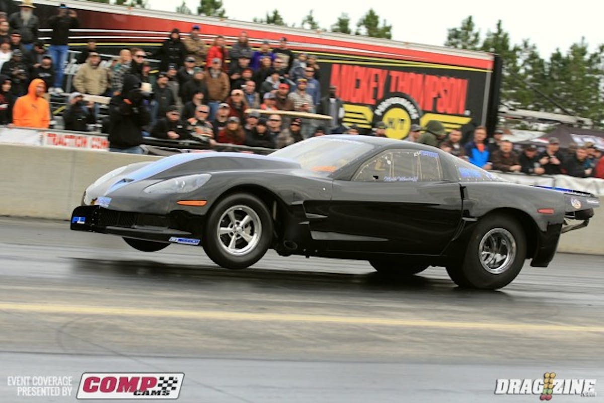 Mark Micke took over driving for Mark Woodrruff who had to leave and return home. he improved to a 4.72  but lifted after getting into a small wheel stand.