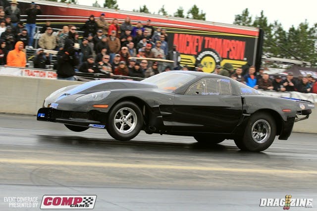 Mark Micke took over driving for Mark Woodrruff who had to leave and return home. he improved to a 4.72  but lifted after getting into a small wheel stand.