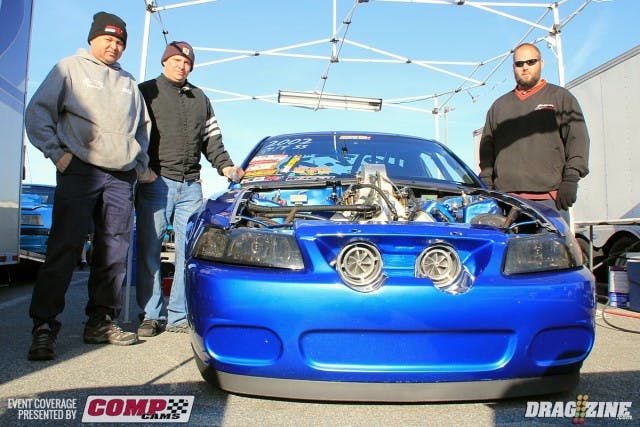 Brad Bonnette hails out of Barwell, SC and is a regular Outlaw Drag Radial competitor. He is qualified sixth with an Abby's Performance engine fed by twin Precision 88's running a 4.51 at 148. The crew from left to right is Rick Bonnette, Brad and Jeffry Rhoden.