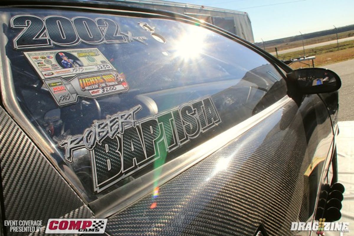 Robert Babtista made the trek from Massachusetts to be here after taking a year off to regroup and get some weight out of the car with some carbon fiber parts from Ultra Carbon. He runs in X275 with an F1X Procharger feeding into a Mason's Race Engines small block Chevy.