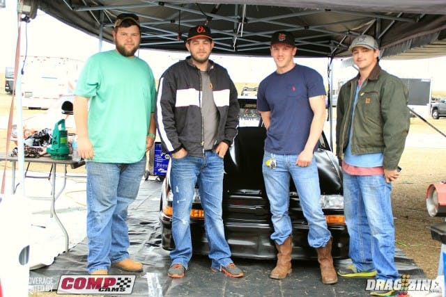 We spoke with Nick Sills in the Deraney Racing pits this morning. The team has two cars in Outlaw 632 this weekend though Sills is out after losing an engine last night. Israel Deraney is still in after a holeshot win over Norman Byson in round one. Deraney Racing built “The Heat” S-10 from top to bottom and the engines in both cars. The Deraney crew are long time supporters of Duck X events here in South Georgia. From left to right Gavin Manley, Nick Sills, Gregory Manley and Andrew Maddox are partial crew as some were still sleeping or away from the pits.