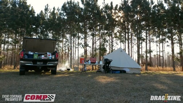 People are slow getting set up this morning with temperatures still below freezing just after 9 at just 31 degrees with a 28 degree real feel so says my Accu Weather app. This hardcore crew camped out all night in the back 40.