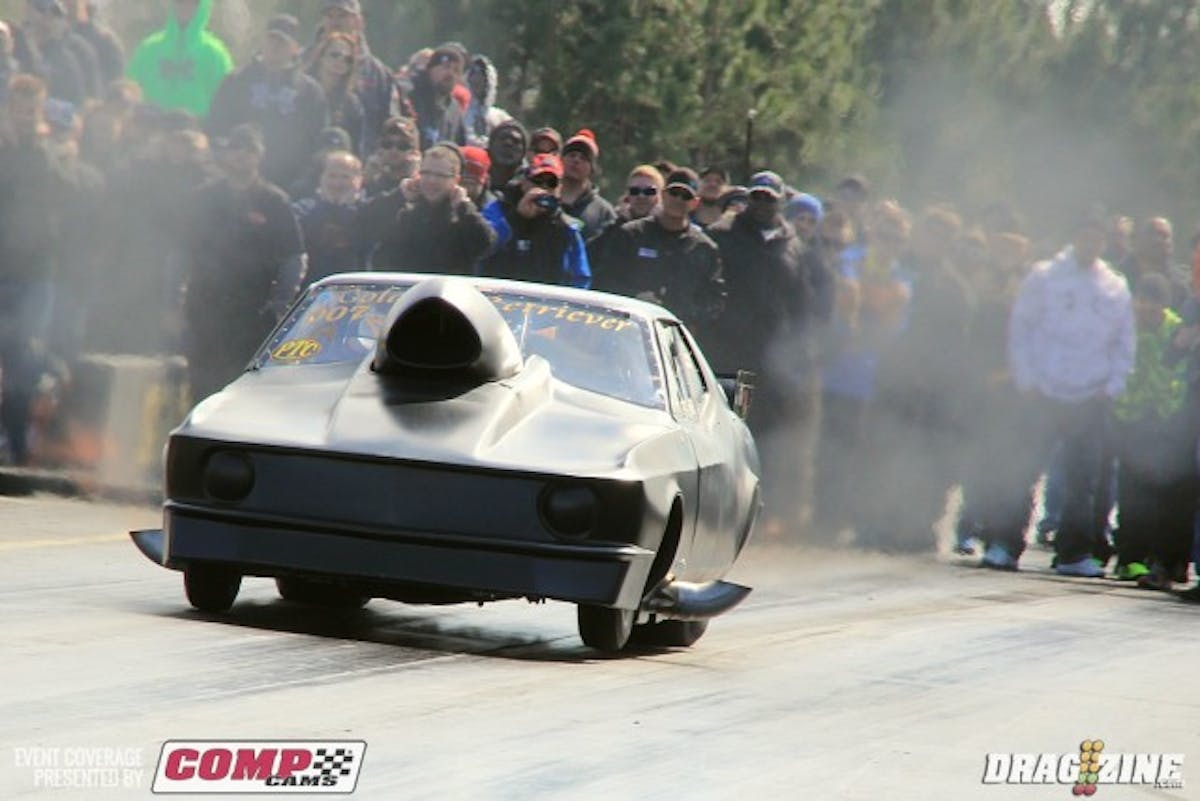 Bubba Livingston has his Mustang back for some RvW action. His nitrous huffing combo  left hard but had trouble down track running a 5.19 at 106. many racers in class had trouble going A to B in this round.