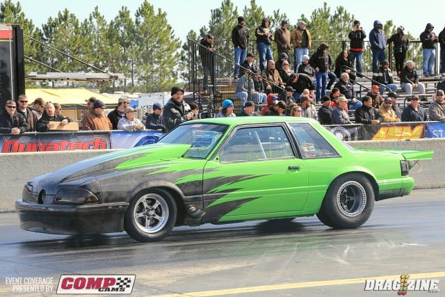 Alabama's Dustin Mewborn earned top qualifier in X275 in his turbocharged 89 Mustang running a 4.51 at 161 MPH.