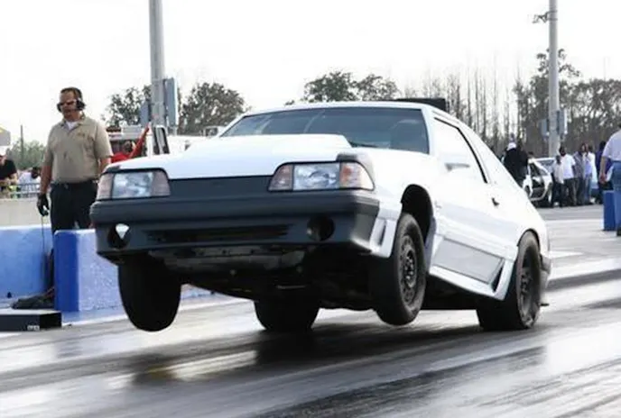 This is Jackson's former Mustang grudge car. YouTube it, we'll wait. Actually, we won't, we have work to do.