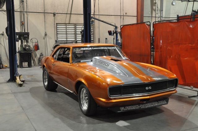 Our 1968 drag radial Camaro as is sits before installation of the Chassisworks strut clip. We removed the engine and drivetrain prior to sending the car to Chassisworks.