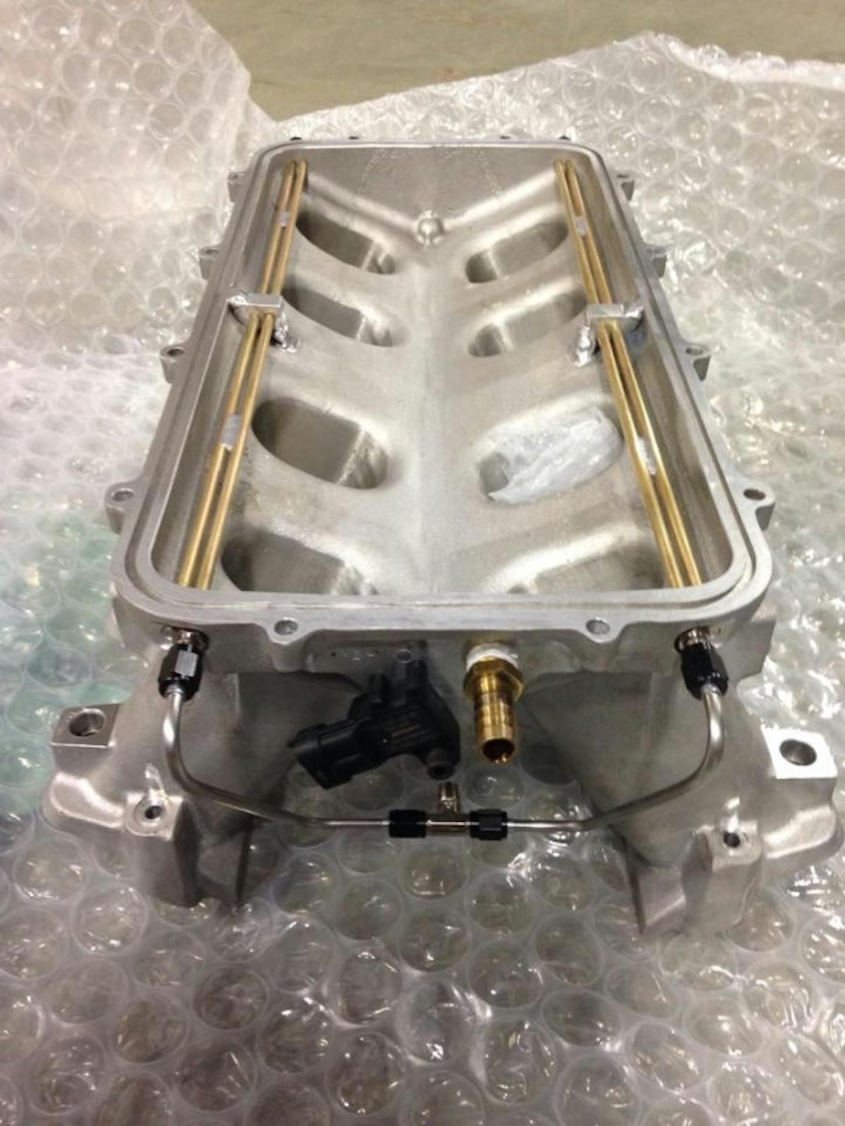 Just in case the giant turbo isn't enough, there's a spraybar nitrous system built in to the manifold.