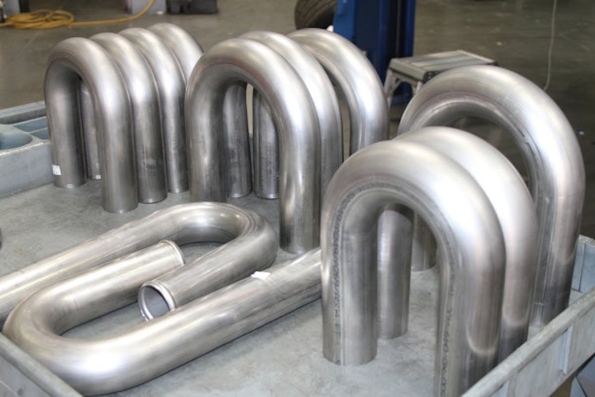 The U-bends stacked up and awaiting surgery.