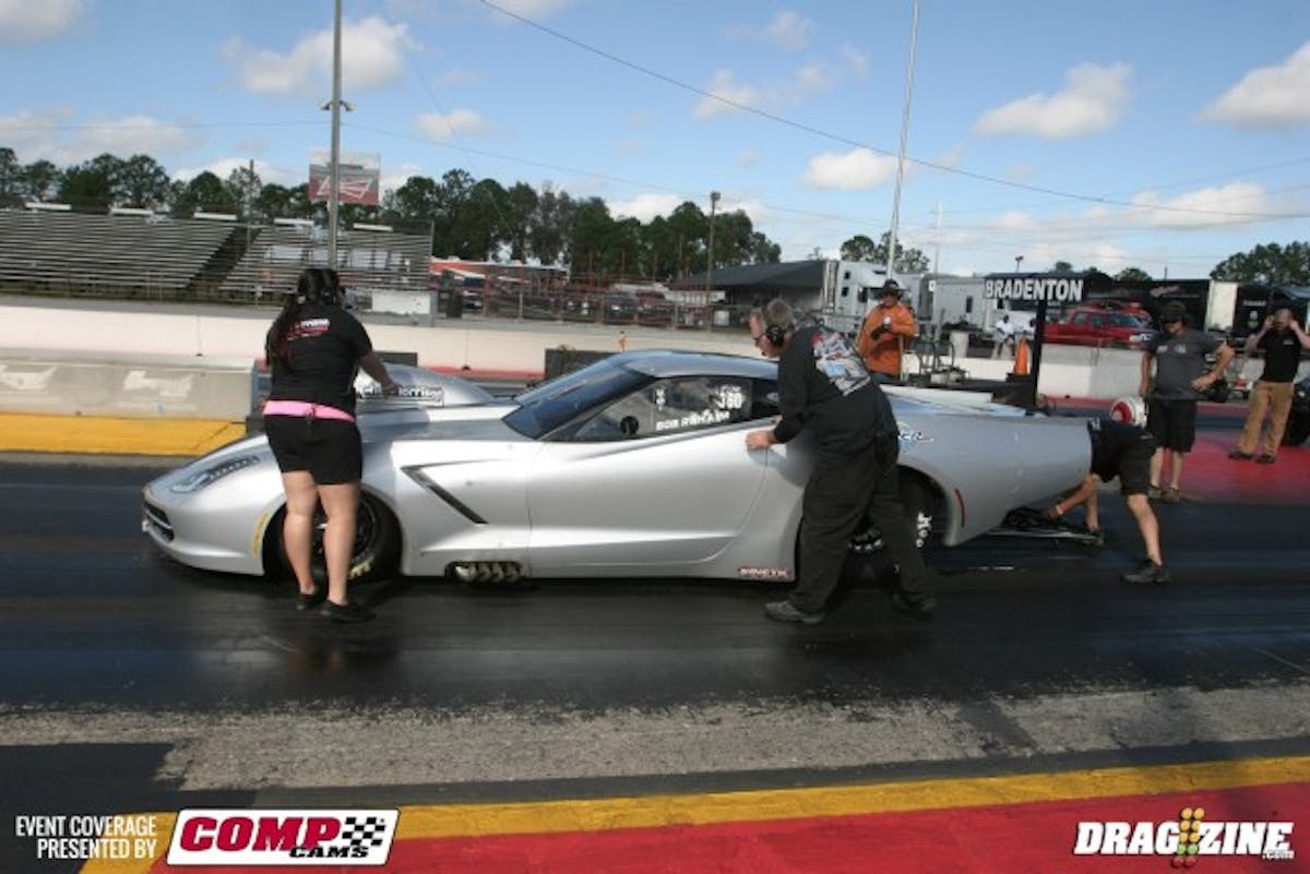Possibly one of the coolest looking Pro Mods, Bob Rahain's Jerry Bickel-built C7 packs a 872-inch Reher Morrison Racinf Engines bullet with a Switzer Dynamics nitrous system, and a Lenco. Former racer Brandon Switzer makes is responsible for many components from the intake manifold up on several high-profile Pro Mod nitrous cars, including the intake, fuel rails, nitrous plumbing and solenoids, and the like. 