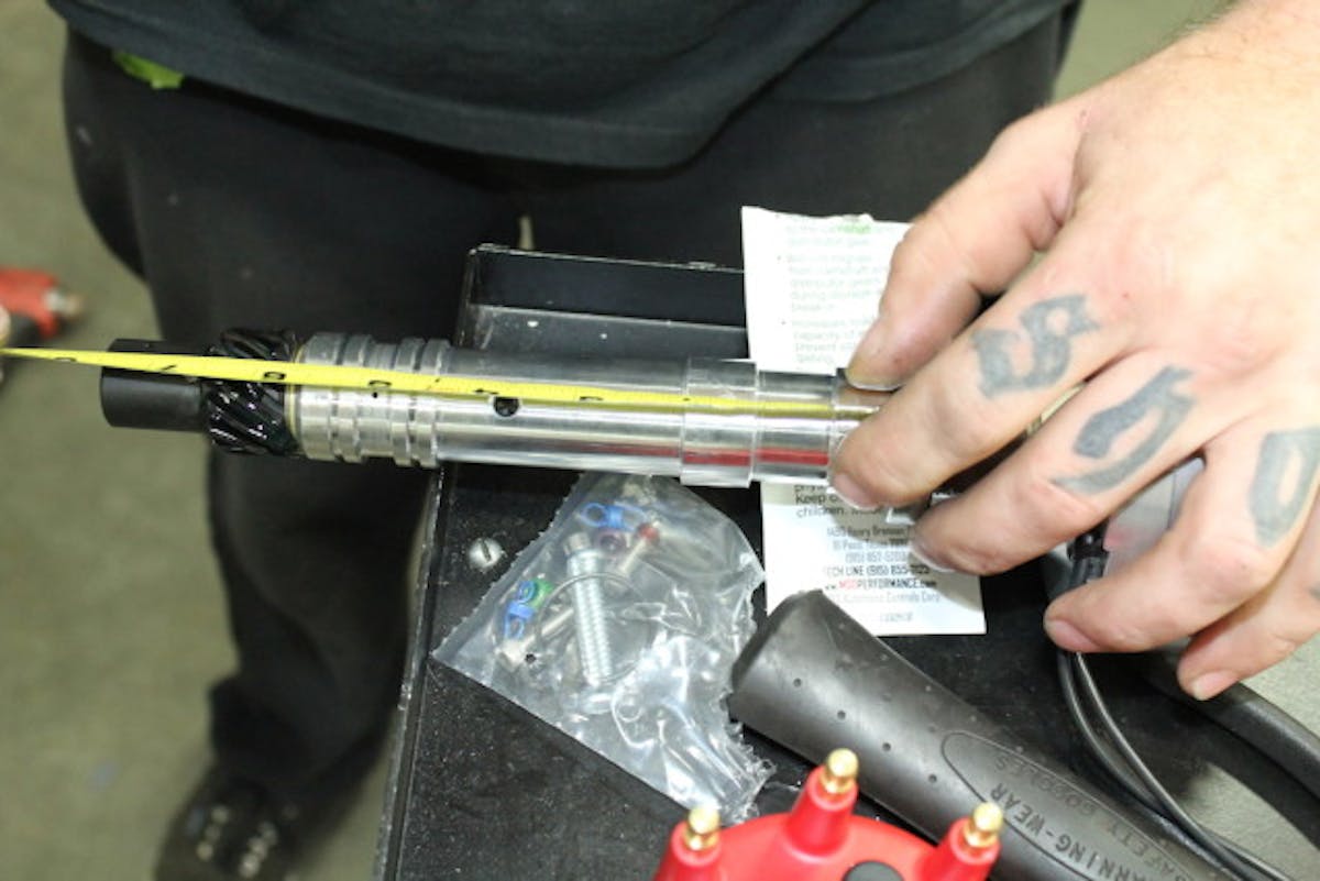 Now that we have the new ignition box in place we need to finalize the install on the distributor. However, before we can place the distributor in the engine, we need to check the oil pump to distributor shaft overlap.