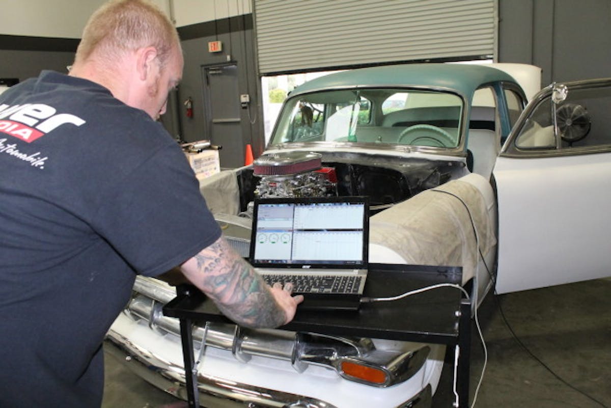 After we had the right adapter, we plugged into our MSD ignition to set a good boost curve.