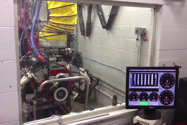 The in-house engine dyno Moroso uses to develop and research new products.