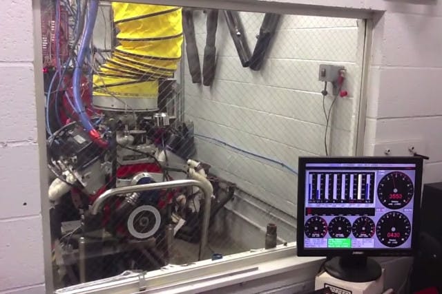 The in-house engine dyno Moroso uses to develop and research new products.