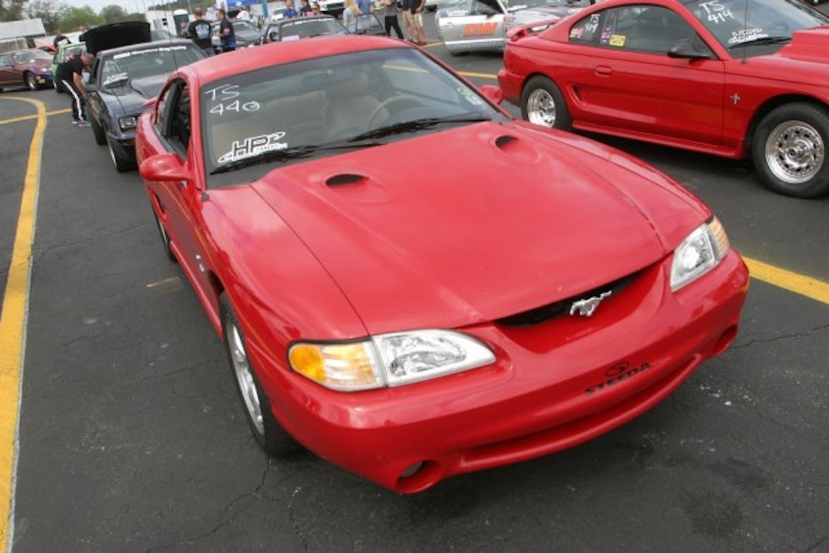 Matthew Laszaic brought his Cobra to run in True Street. The Cobra has a tom of miles, and it seems Laszaic is trying to shorten the engine's life span by sprayin' it with a good dose of nitrous. So far we've seen Laszaic run a few low-13s. 