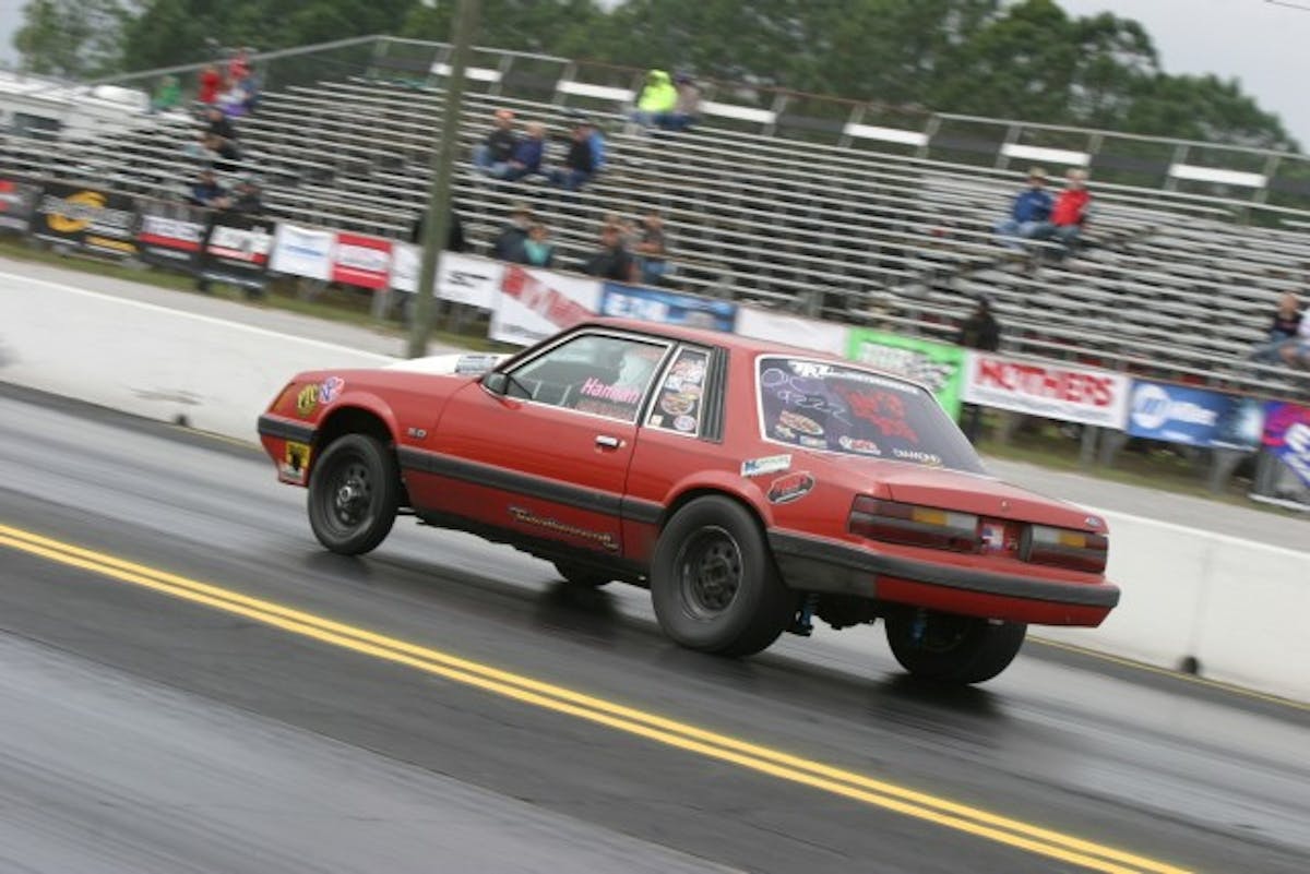 Hannah Sanders most often competes in eighth-mile races, but she's here in her Four-Eye racing in Open Comp.  