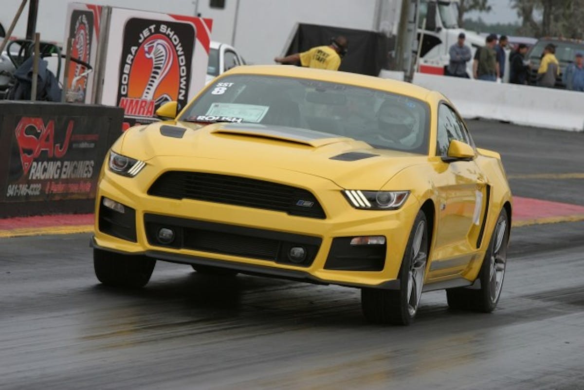 Pete Espeut has this Roush Stage 2 at Bradenton. He just got the car, as you can see, with the window sticker still in the car. We haven't been able to find out all the details on the car, but Espeut somehow always has a new Mustang, and it's always the latest model.  