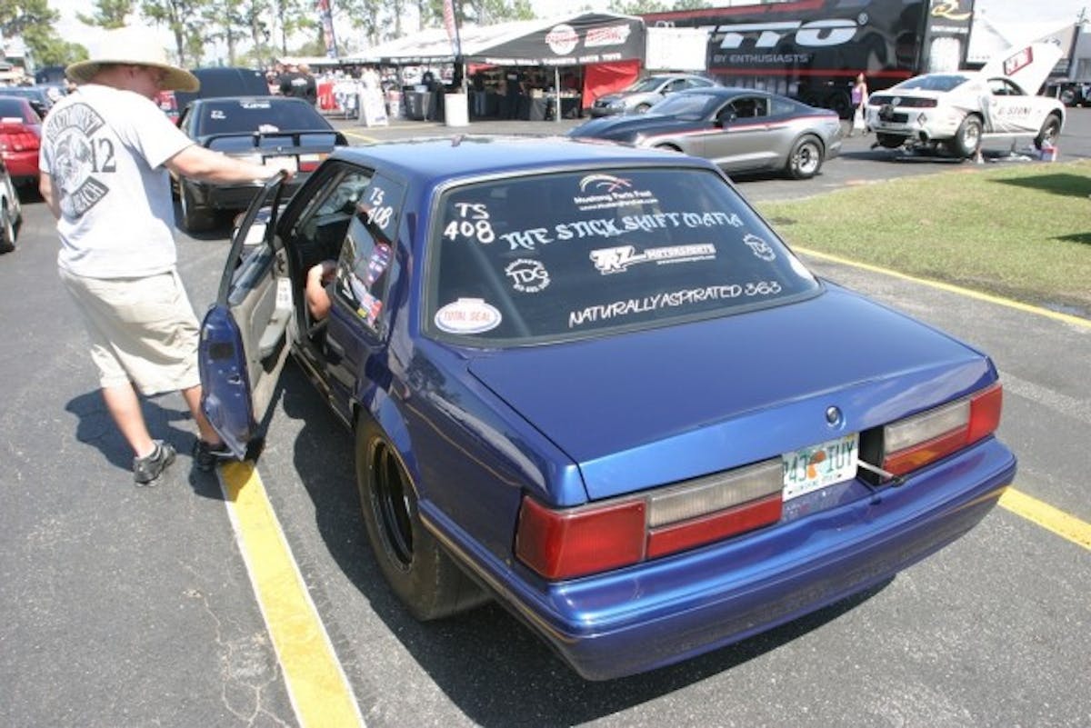 The defending Tremec Stick Shift Shootout champion Anthony Heard is back to defend his title. Hard had to do some work to the car leading up to the race, and though he made a 9.96 pass earlier in the day, he spun out of the hole during the heat of the day.
