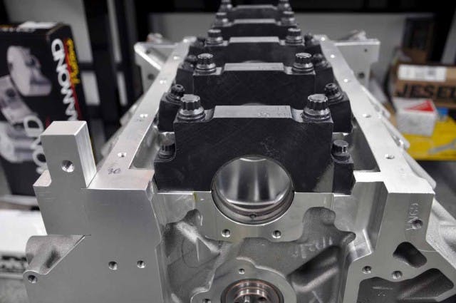 The beefy, 2.750-inch mains are available on both cast and billet-aluminum versions of the blocks as well as the iron version. Stock LS mains (2.559-inch) are also available, but the beefy material remains. Dart supplies the blocks with proprietary ARP half-inch hardware.