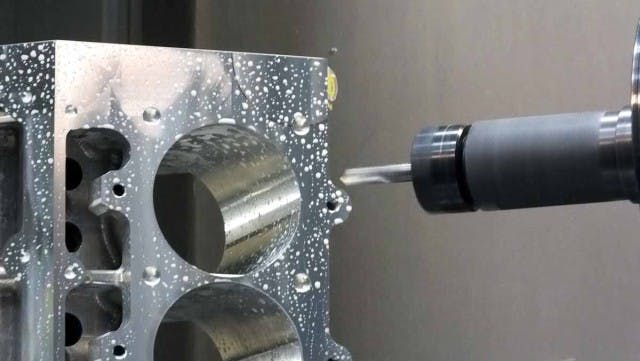 More machining on the billet block. The main head bolt hole locations are roughed in at this point. 